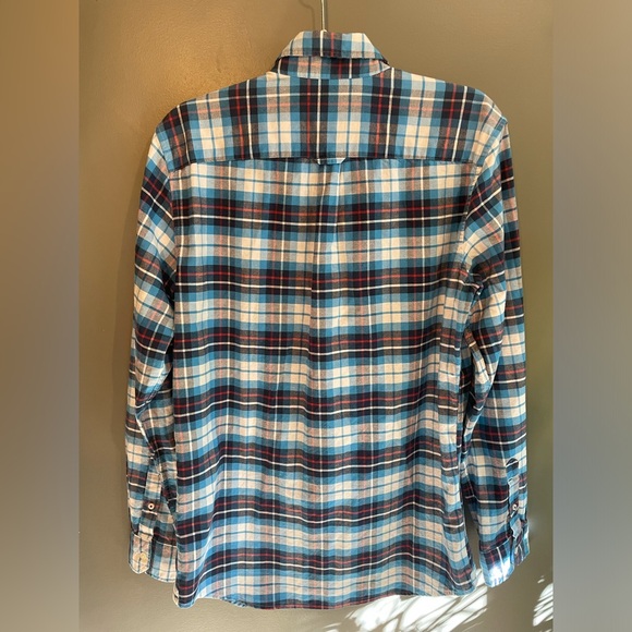 American Eagle men’s plaid medium tall red blue white long sleeve shirt size MT - Picture 5 of 5